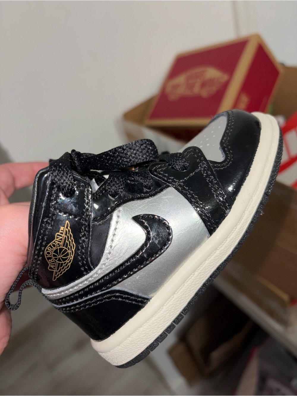 Jordan Kids' High-Top Sneakers in Black and Silver